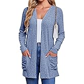 Long Cardigan for Women Open Front Lightweight Cardigan Sweaters Long Sleeve Fall Winter Outerwear with Pockets