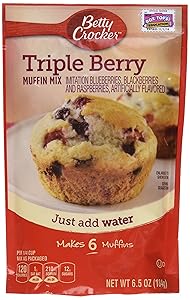 Betty Crocker Muffin Mix 6.5 oz Packet (Pack of 6) (Triple Berry)