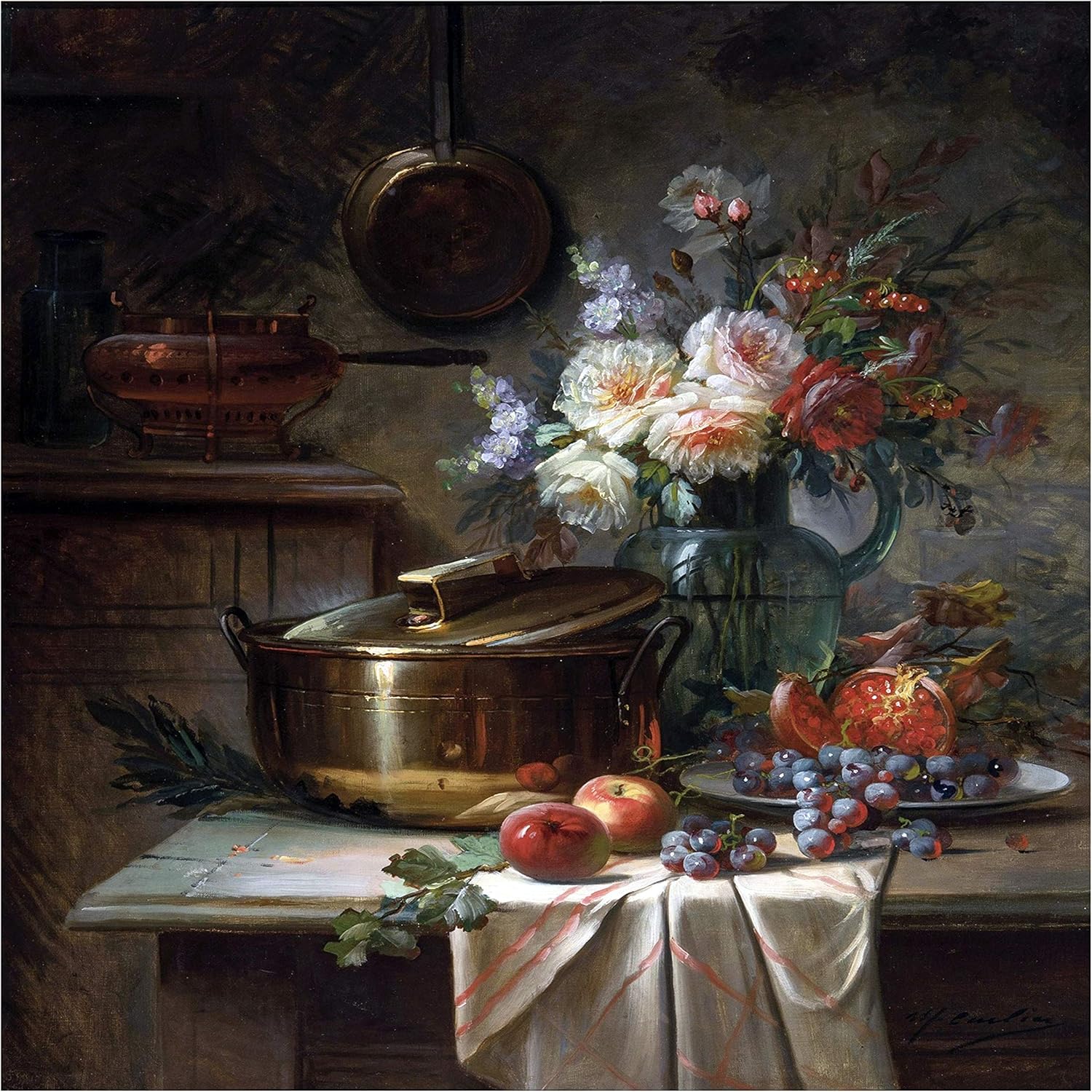 Flowers Fruit Apples by M. Carlier Tile Mural Kitchen Backsplash Marble Ceramic