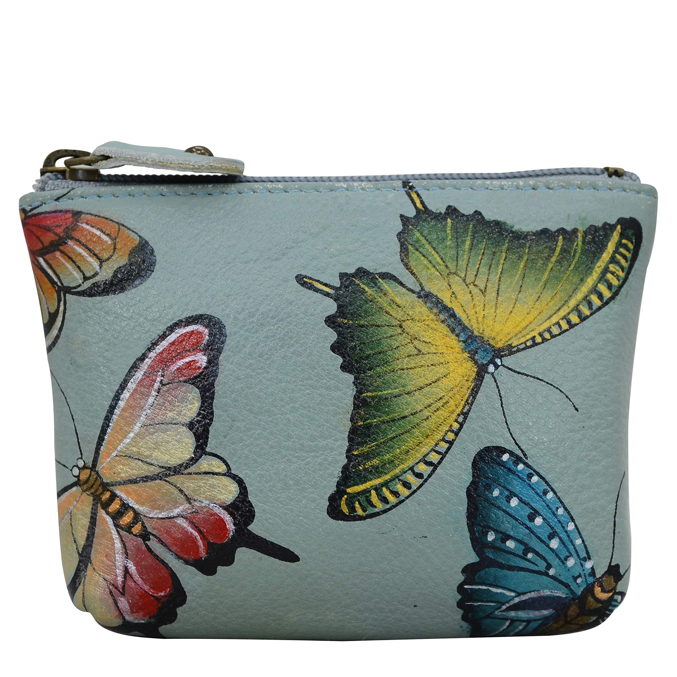 Anuschka Women’s Original Hand-Painted Genuine Leather Small Zip Pouch - Butterfly Heaven