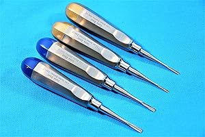 SYNAMED Dental Luxating Elevator Surgical Root Instruments Straight Tip 1.3 mm 2mm 3mm 4mm Set of 4 Each Premium German