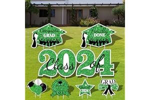 SAKAYO 2024 Graduation Yard Sign Stakes Decorations - Congrats Grad Class of 2024 Outdoor Lawn Decor - High School College Grad Graduation Party Decoration Supplies(Green)