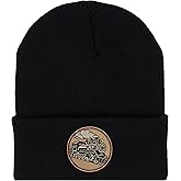 PATCHTOWN Steam Engine Train Beanie Hat - Cold Weather Toboggan Cap/Ski Cap with Embroidered Locomotive Black