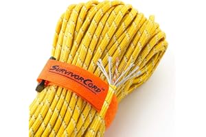 SURVIVORCORD TITAN Survival Patented Paracord 550 - 25ft, 100ft, 500ft & Color Options - 620LB Strength Survival Paracord Military Spec with 3 Strands - Heavy Duty Hank Cord for Camping & Outdoors with Firestarter