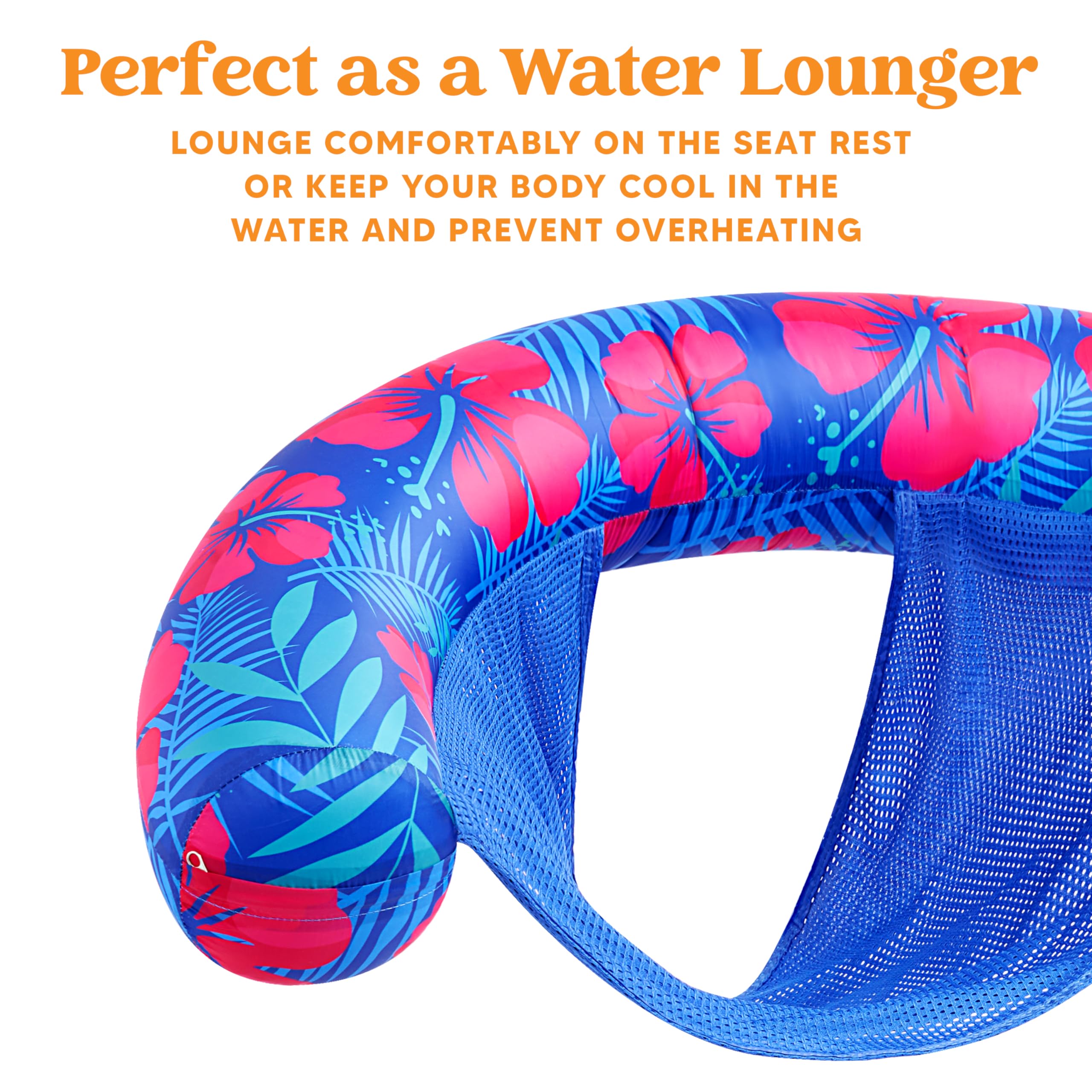 Sloosh Pool Floats Adult, 2 Pack Inflatable Noodle Chair with Sling Soft Fabric, Floating Pool Float Lounge for Summer Water Fun