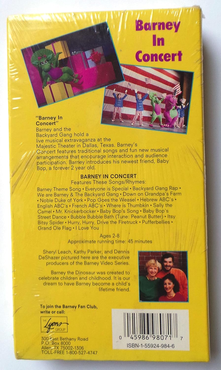 Amazon Com Barney In Concert Vhs Bob West Julie Johnson Dean