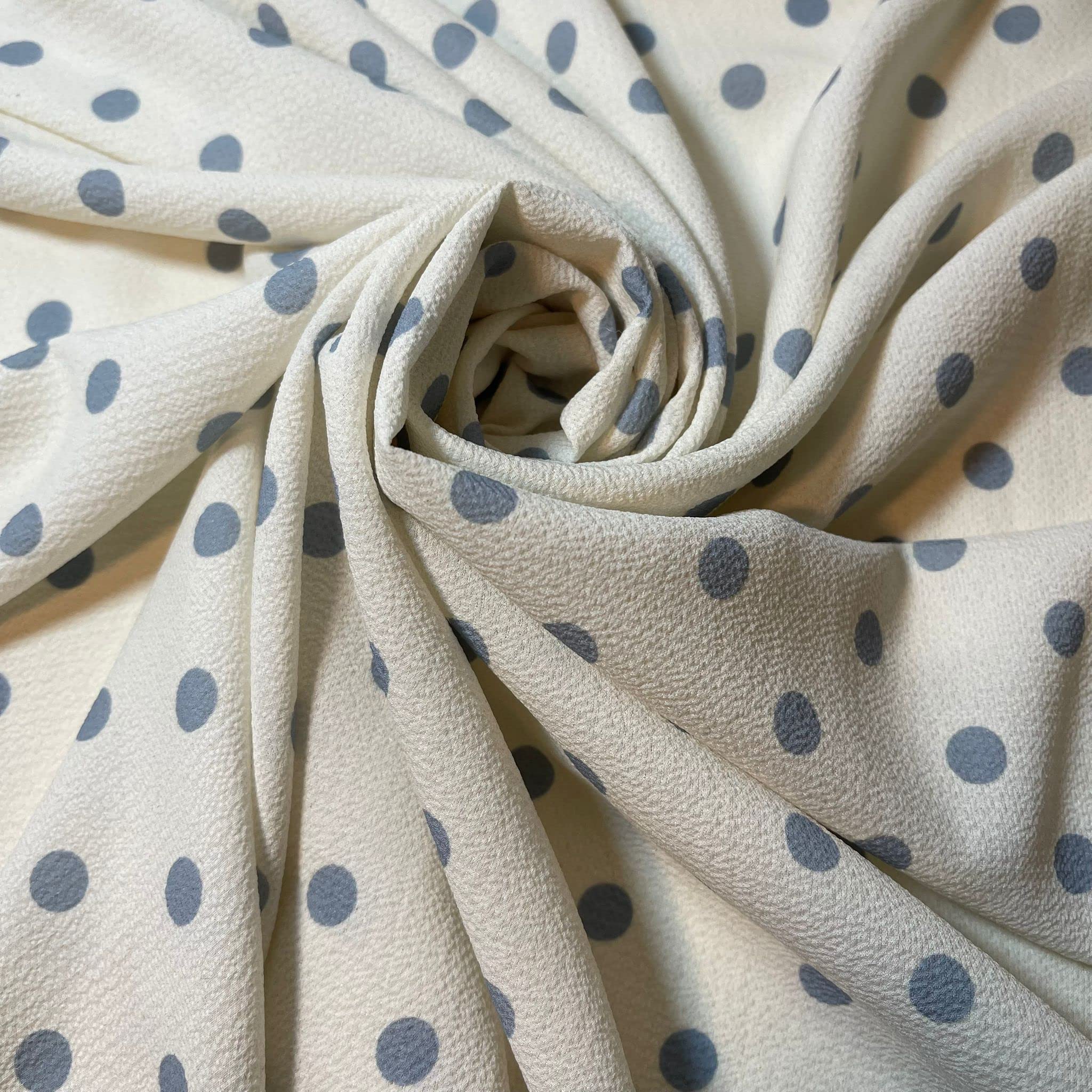 Polka Dot Collection Silky Crepe Fabric Sewing Craft Spots 58" (Pre Cut 1 Meter) (Ivory)