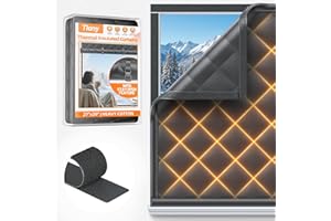 TLANY Window Insulation Kit for Winter 27"x39" Cold Weather Thermal Curtain with Heavy Cotton, Insulated Window Cover for Winter & Windows Draft Blocker for Winterizing Windows in Home RV Basement–Black