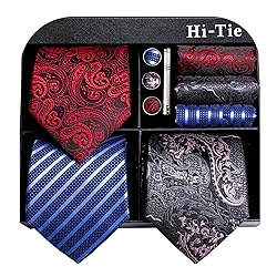 Hi-Tie 3 Pcs Gift Box Mens Tie Set Necktie with