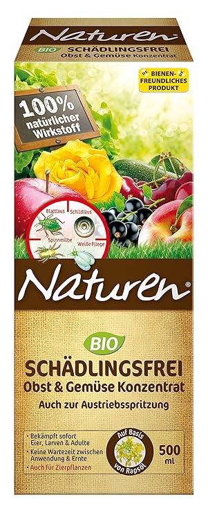 Naturen Bio Schädlingsfrei Obst- und Gemüse Konzentrat, Natürliches Mittel gegen Blattläuse, Spinnmilben, weiße Fliegen, Gall