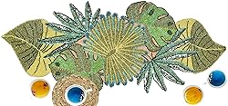 Lightnpro Green Leaves Handmade Beaded Table Runner