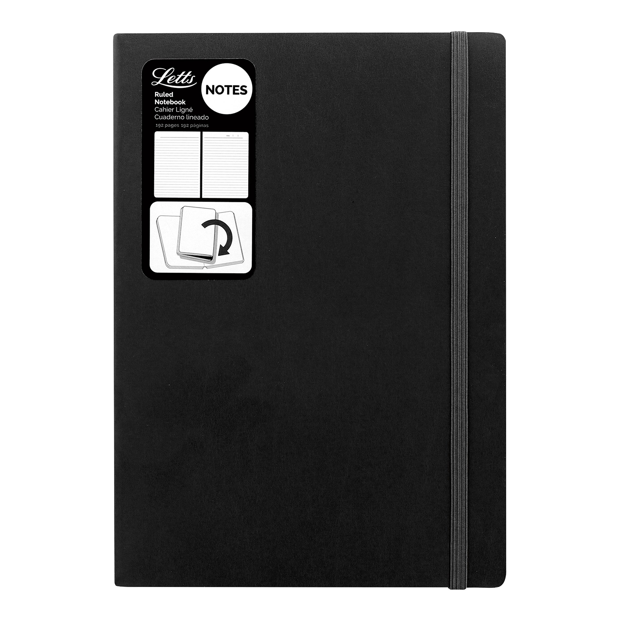 Letts Noteletts Edge Large Ruled Notebook - Black, 21.6 x 14.7 cm, 192 Pages (LEN5ERBK)