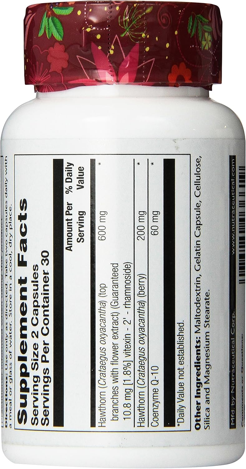 Solaray Guaranteed Potency Hawthorn & CoQ10, Veg Cap (Btl-Plastic) 600mg | 60ct: Health & Personal Care