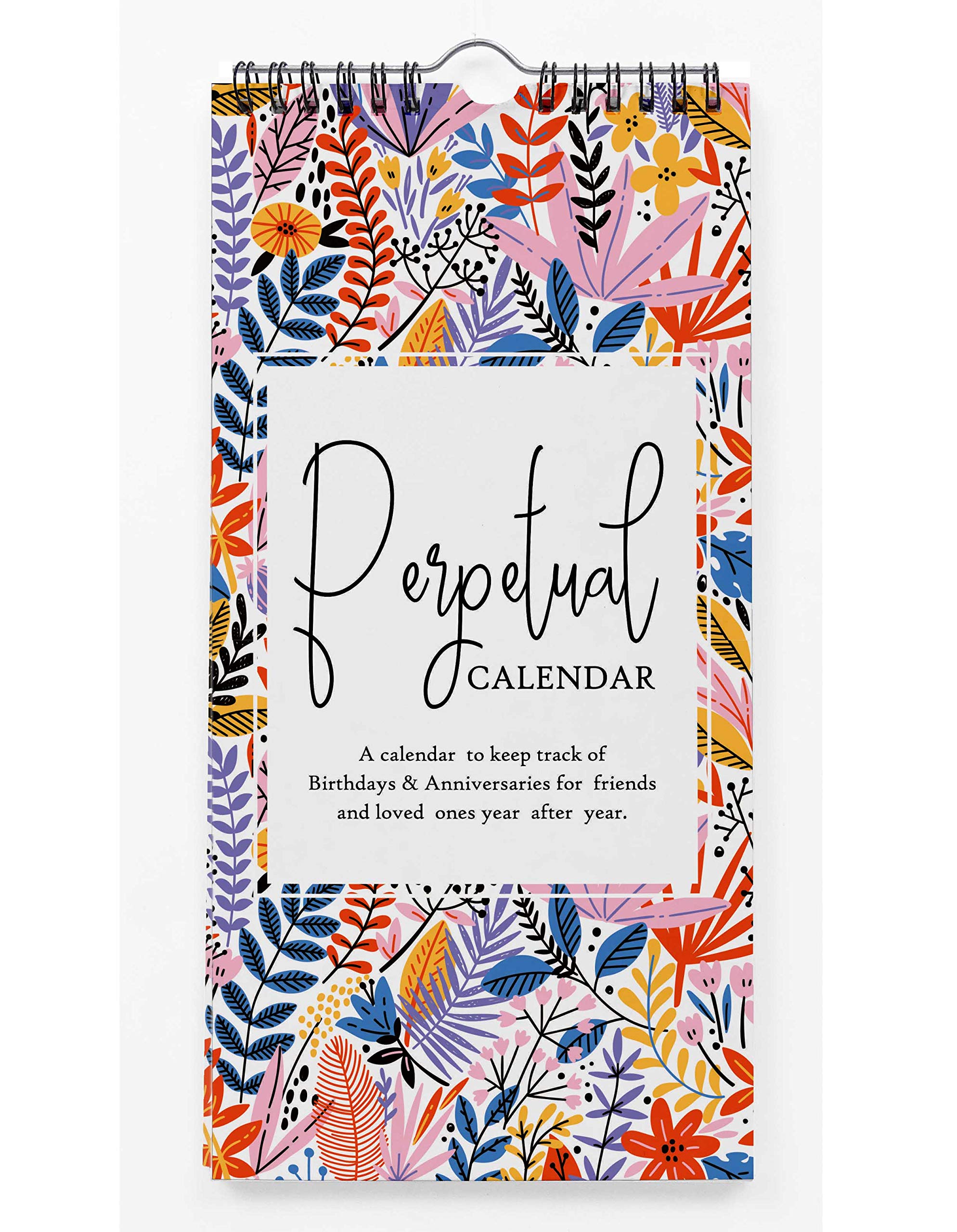 Inkdotpot Floral Leaves Perpetual Calendar Birthday Wall Hanging Anniversary Special Event Reminder Calendar Book Journal Stationary Wall Hanging Birthday Gift Card Planner Organizer