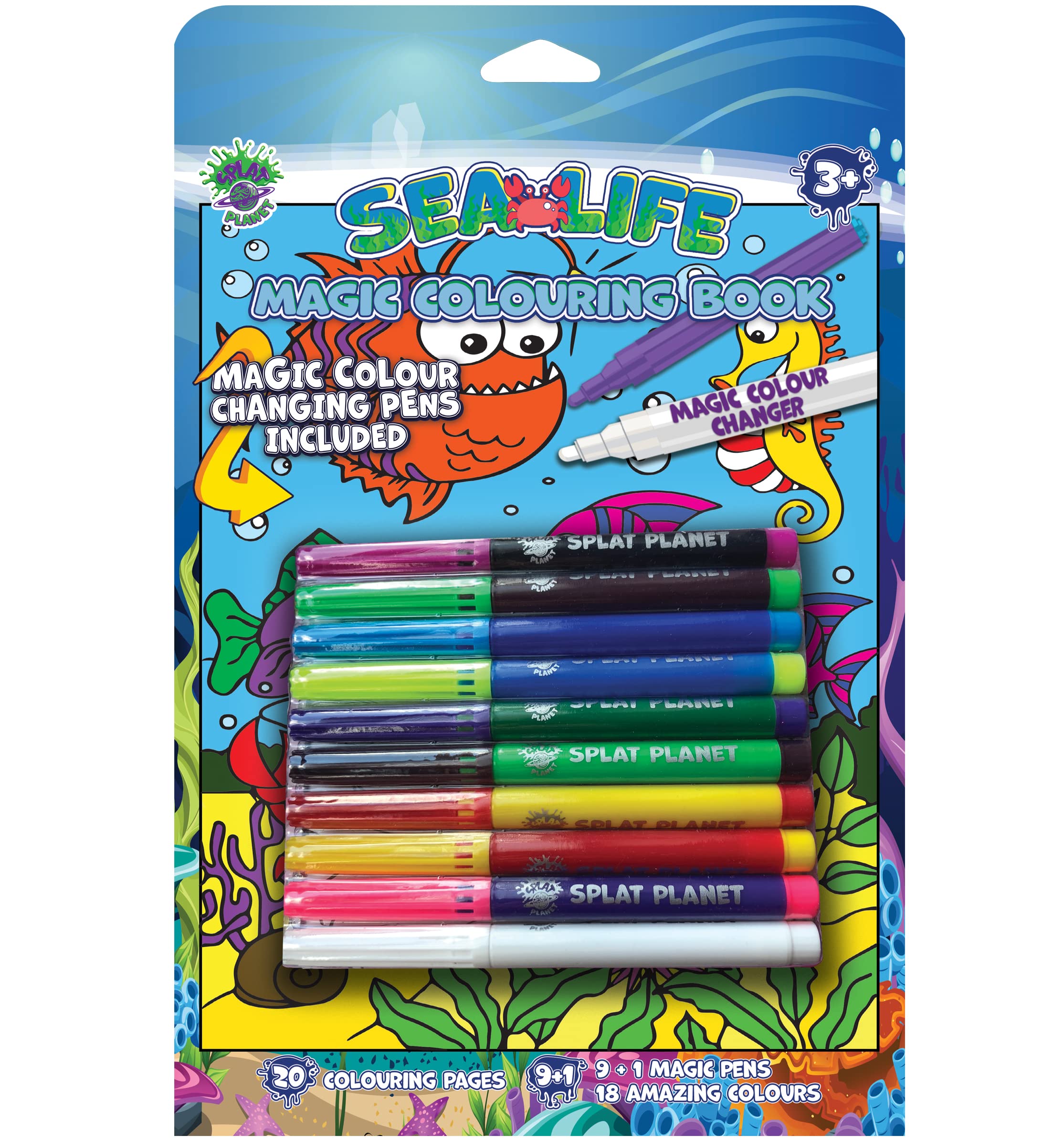 Splat Planet Sea Life Magic Colouring Book with Magic Colour Changing Pens Set - A4 Size - Sea Life