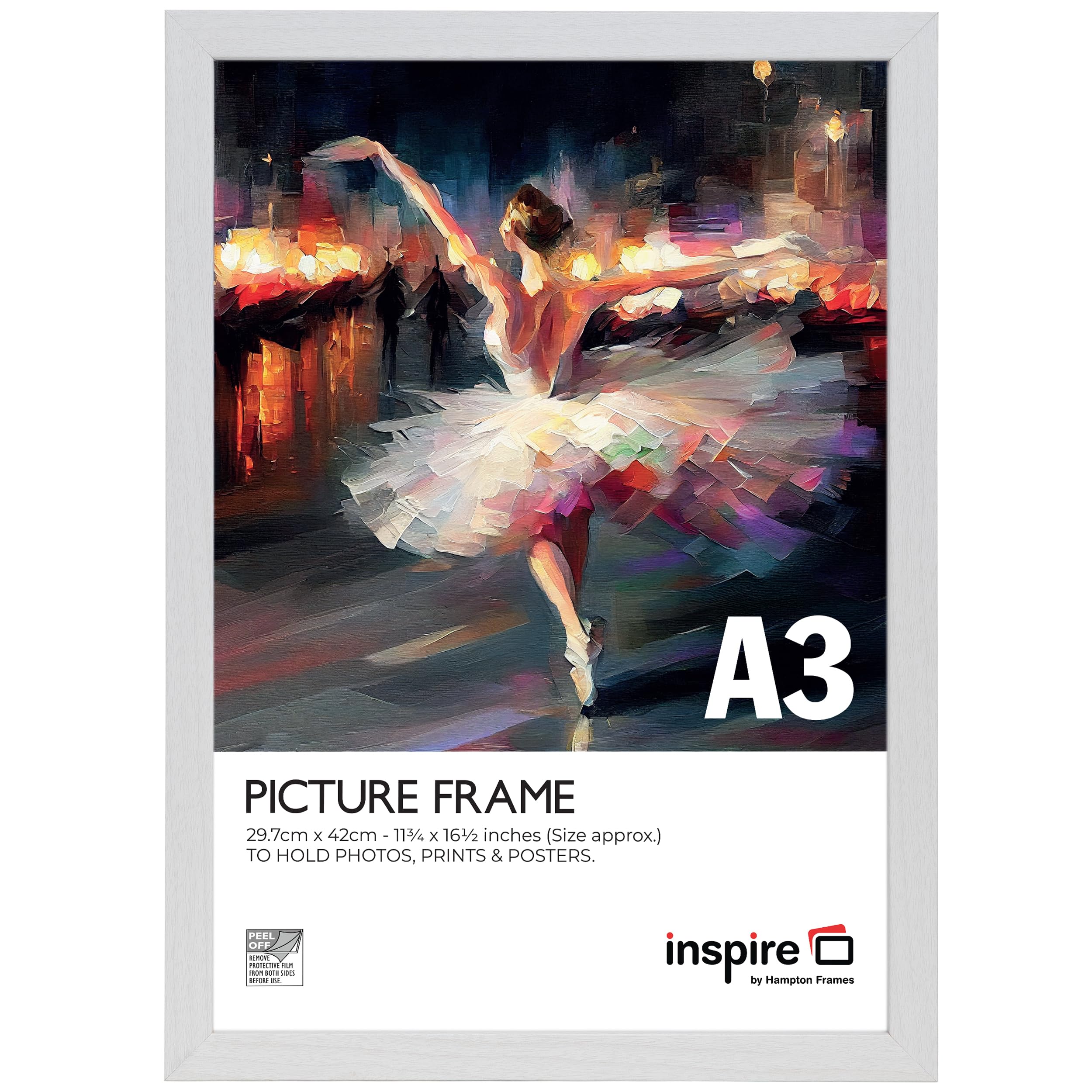 Inspire By Hampton BERGEN A3 (30x42cm) White Picture Photo Frame Acrylic (Non-Glass) 1-Pack IBHBERA3NG-PK1