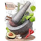 ChefSofi 1.5 Cup-Capacity Mortar and Pestle Set - Unpolished Heavy Granite for Enhanced Performance and Organic Appearance