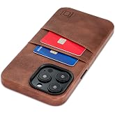 Dockem Card Case for iPhone 14 Pro Max with Built-in Metal Plate for Magnetic Mounting &amp; 2 Pockets: Exec M2 Premium Synthetic Leather Wallet Case (iPhone 14 Pro Max, Brown)