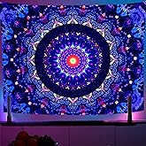 OSVINO Blacklight Trippy Mandala Tapestry 59"x51" UV Reactive Fantasy Tapestry Aesthetic Wall Decor for Living Room Bedroom Boho Wall Hanging