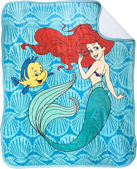 Amazon Com Disney The Little Mermaid Spirit Of The Sea Sherpa Throw Blanket Measures 50 X 60 Inches Kids Bedding Features Ariel Fade Resistant Super Soft Official Disney Product Kitchen Dining
