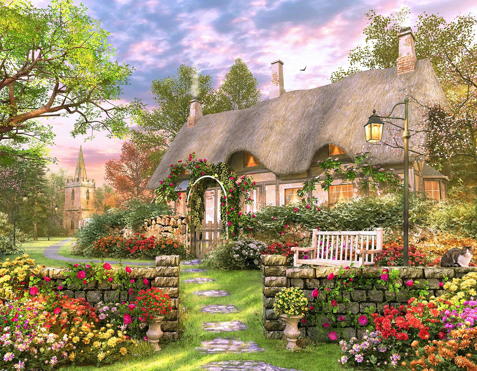 Photo 1 of 100 Piece Puzzles for Kids Countryside Landscape 100 Piece Puzzles for Adults, Rural Cottage Oil Painting 100 Pieces Puzzle for Kids Ages 4-8, Puzzle for Seniors Teens Brain Teaser