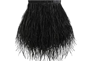 Soarer Black Ostrich Feather Trim - 2Yards 5-7inch Feathers Fringe Trim for DIY Sewing Clothing,Jewelry,Halloween Home Party(Black)