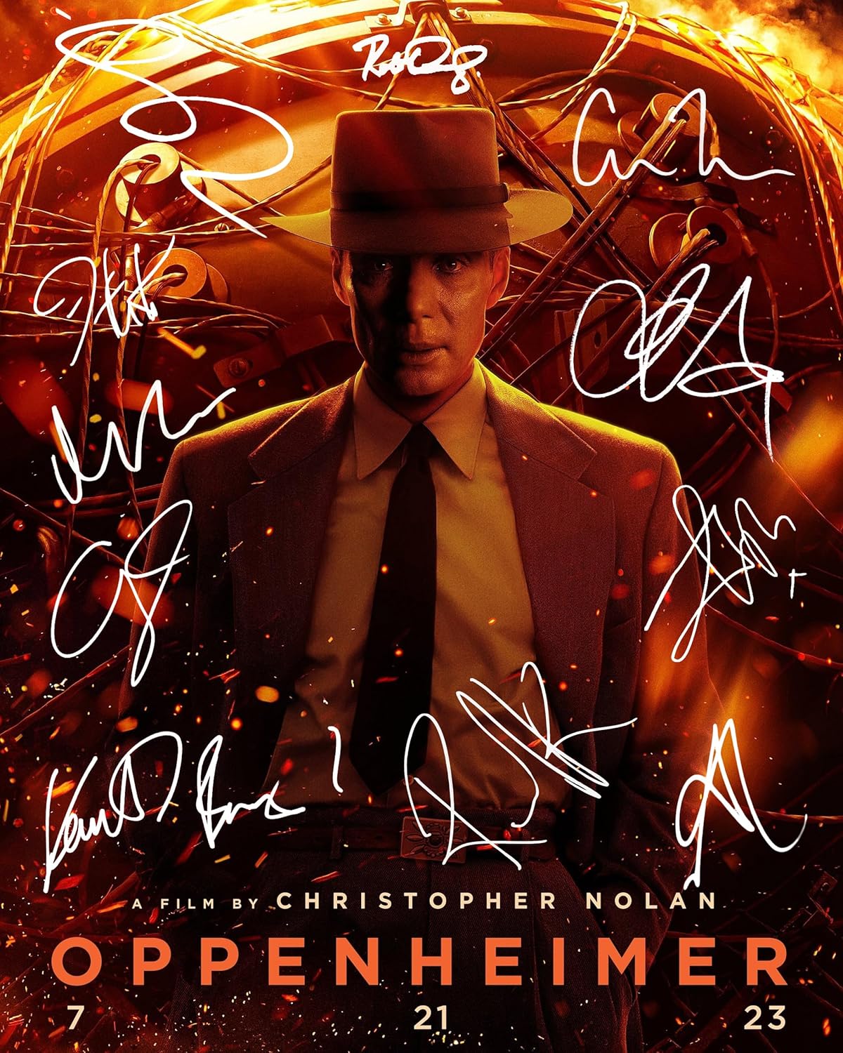 Photographs - Oppenheimer - CIllian Murphy Reprint/Reproduction (RP) Signed Autographed Photo, Emily Blunt, Matt Damon, Robert Downey Jr., Alden Ehrenreich, Kenneth Branagh, Josh Harnett, Florence Pugh, Rami Malek, Casey Affleck (11 x 14 inches)