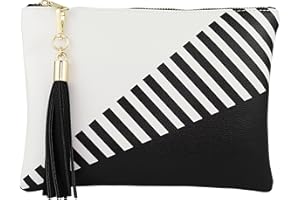 B BRENTANO Vegan Clutch Bag Pouch with Tassel Accent