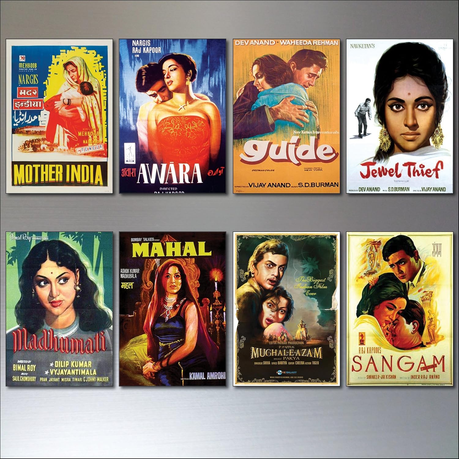 Classic Bollywood Film Poster Fridge Magnets - Set of 8 large fridge magnets