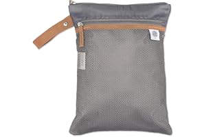 PARKER BABY CO. Parker Baby Cloth Diaper Wet Dry Bag - Waterproof Reusable Bag with Mesh Organizer and Zippered Pocket | Stylish, Machine-Washable, Convenient Handle for Diapers, Wet Clothes, Swimsuits - Gray