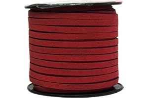 Mandala Crafts Maroon Faux Suede Cord for Jewelry Making - 5mm 50 Yards Flat Vegan Leather Strings Laces Strips for Bracelets, Necklaces, DIY Crafts, and Dream Catchers Supplies