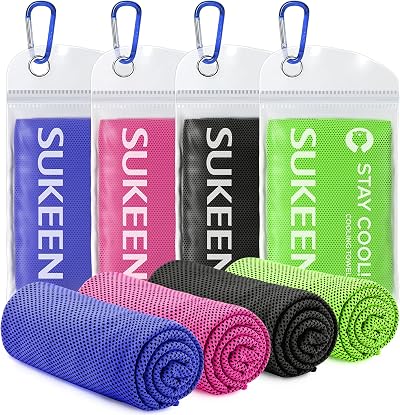 Sukeen 4 Pack Cooling Towels 40x12 Ice Towel Microfiber Gym Yoga