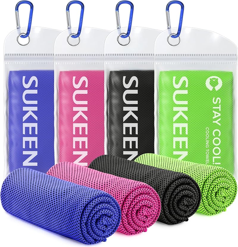 Sukeen 4 Pack Cooling Towels 40x12 Ice Towel Microfiber Gym Yoga
