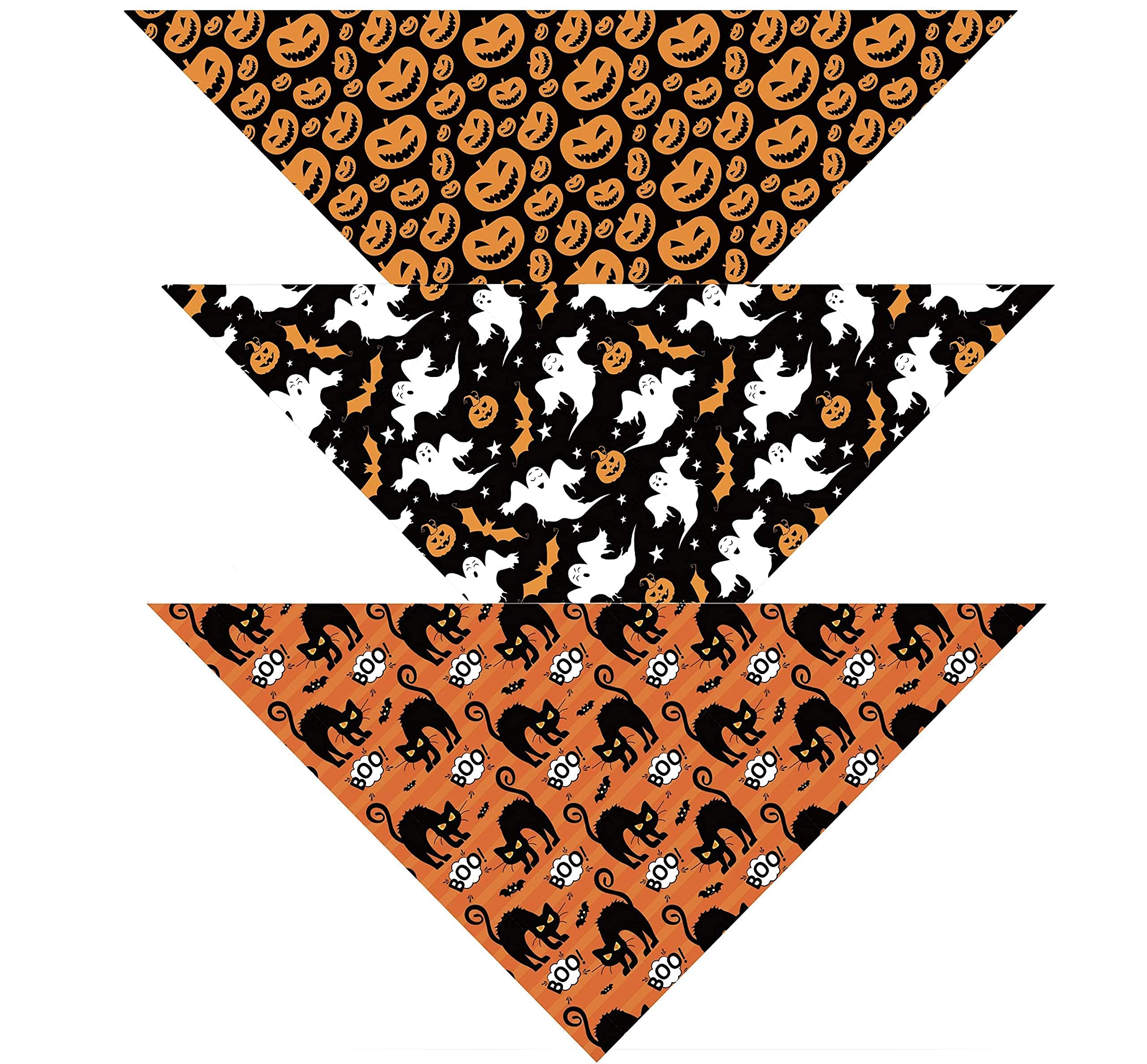 Native Pup Halloween Dog Bandana 3 Pack Scarfs Bats Candy Corn and Pumpkin Bandanna Handkerchief (Pack of 2, Small)