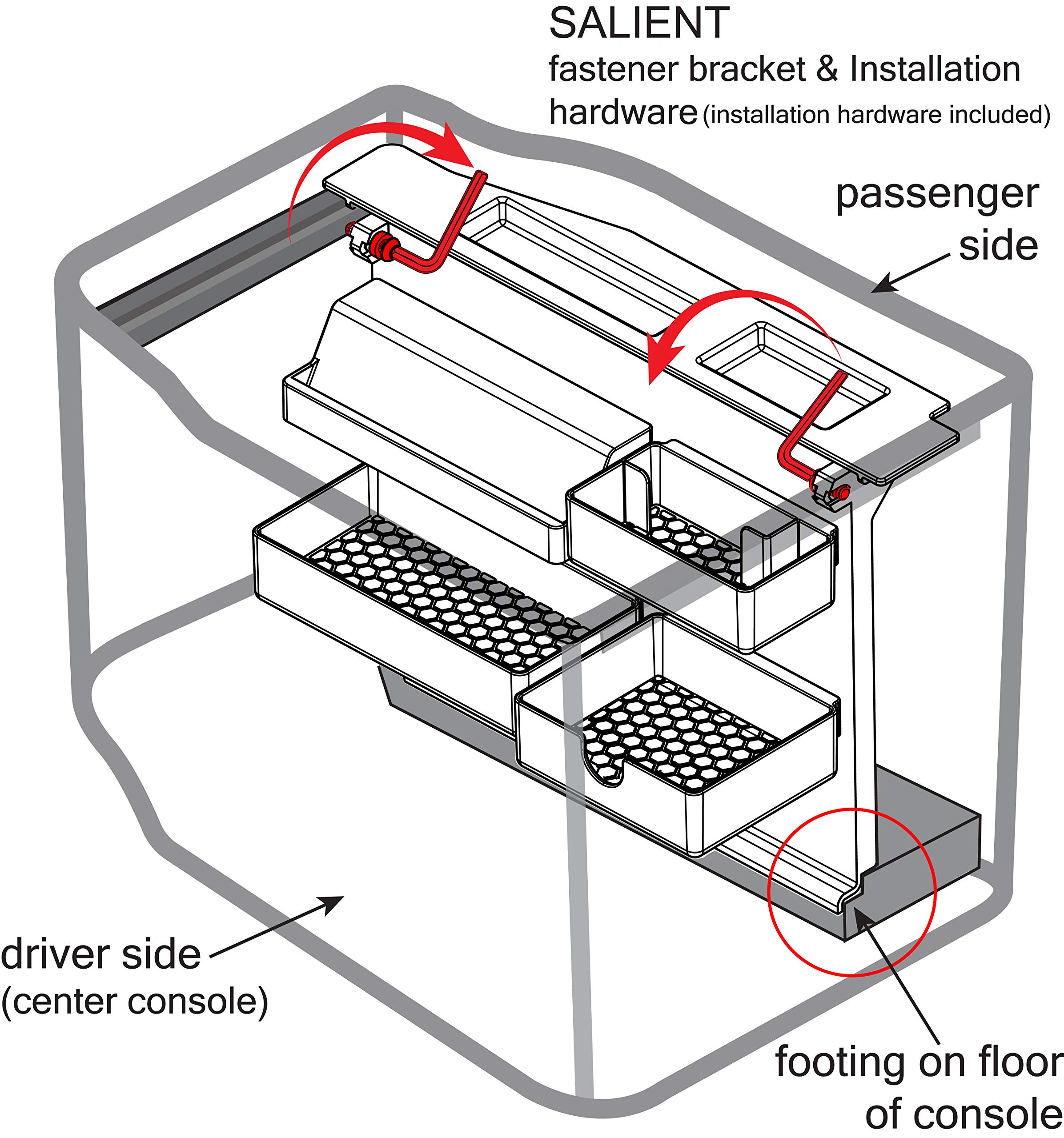 Salient Center Console Organizer for FORD Trucks and SUVs Compatible