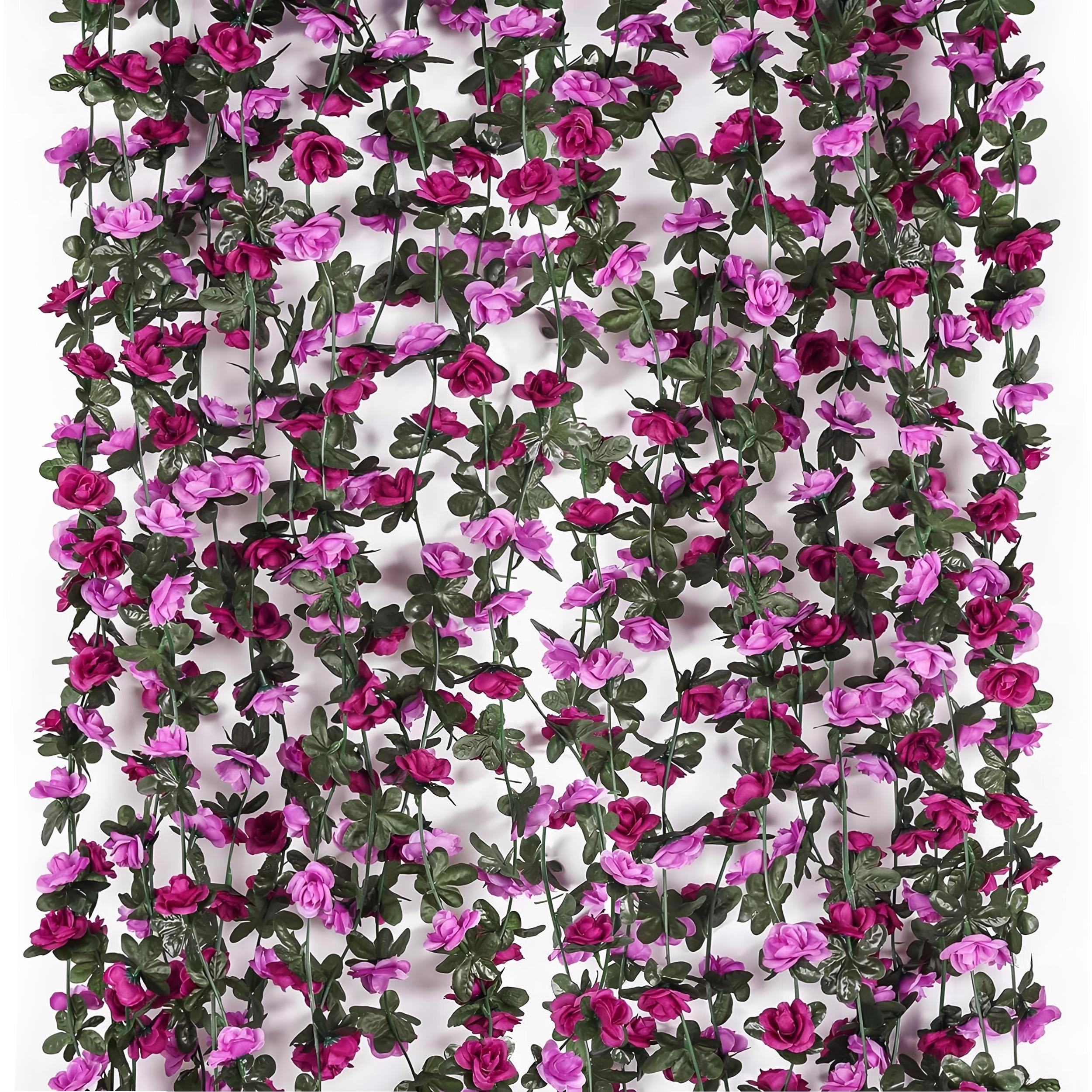 Miracliy 9 pcs 82.5 FT Flower Garland Fake Rose Vine Artificial Flower Hanging Rose Ivy Home Hotel Office Wedding Party Garden Craft Art Décor (Purple)