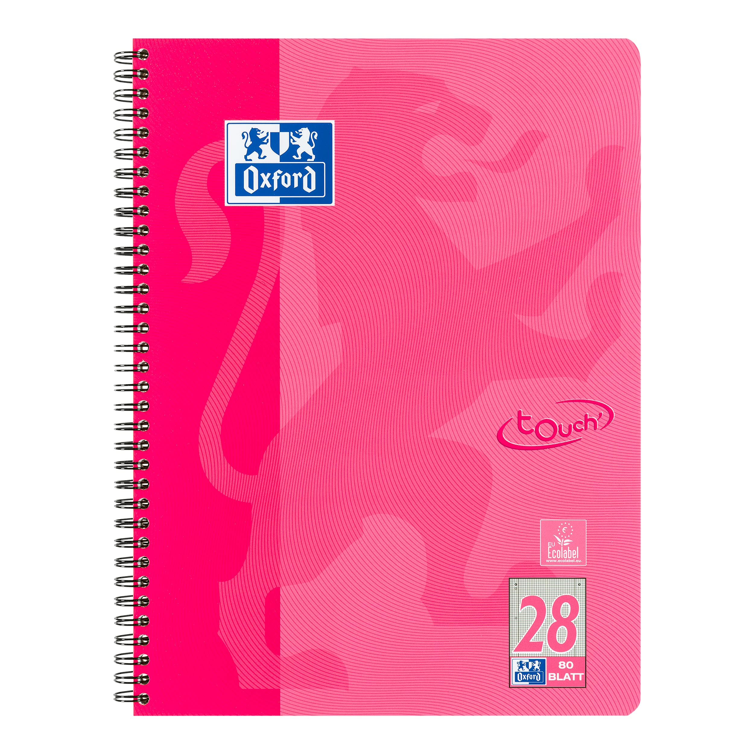 OXFORD 400086496 Notepad Touch A4 80 Sheets Squared with Double Margin Pink Notepad Notepad School Pad