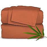 Pure Bamboo King Sheets, Genuine 100% Organic Viscose Derived from Bamboo Bed Sheet Set, Luxuriously Soft & Cooling, Double Stitching, 2 Year Quality Promise (King, Terracotta)