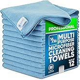 MW Pro Multi-Surface Microfiber Towel – 12 Pack | Premium Cleaning Cloth | Clean, Buff, Dust, Polish, Absorb | Large 16"x16" (Blue)
