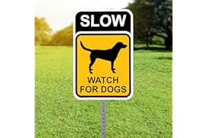 BIGTIME SIGNS Bigtime Dog Slow Down Sign - Pet Warning - Easy To Spot Reflective Aluminum Sign for Road Safety - Easy to Install and Spot - Suitable for Driveways, Yards, and Roads - Watch Dogs