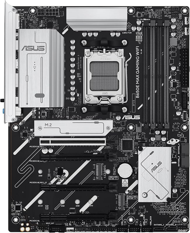 B650E MAX Gaming WiFi - Motherboard AMD B650 ATX, DDR5, PCIe 5.0, três ranhuras M.2, Wi-Fi 6E, Realtek 2.5Gb Ethernet, DisplayPort, HDMI, USB 10 Gbps Tipo-A e Tipo-C, BIOS Flashback, Aura Sync