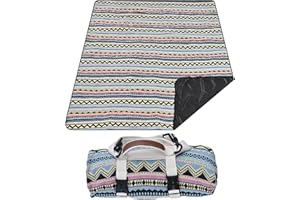 HX&OD Extra Large Outdoor Picnic Blankets for Camping on Grass, Waterproof Picnic Blanket for Beach, Portable with Adjustable Carry Strap Saves Space (Yellow, 60‘’*80‘’)