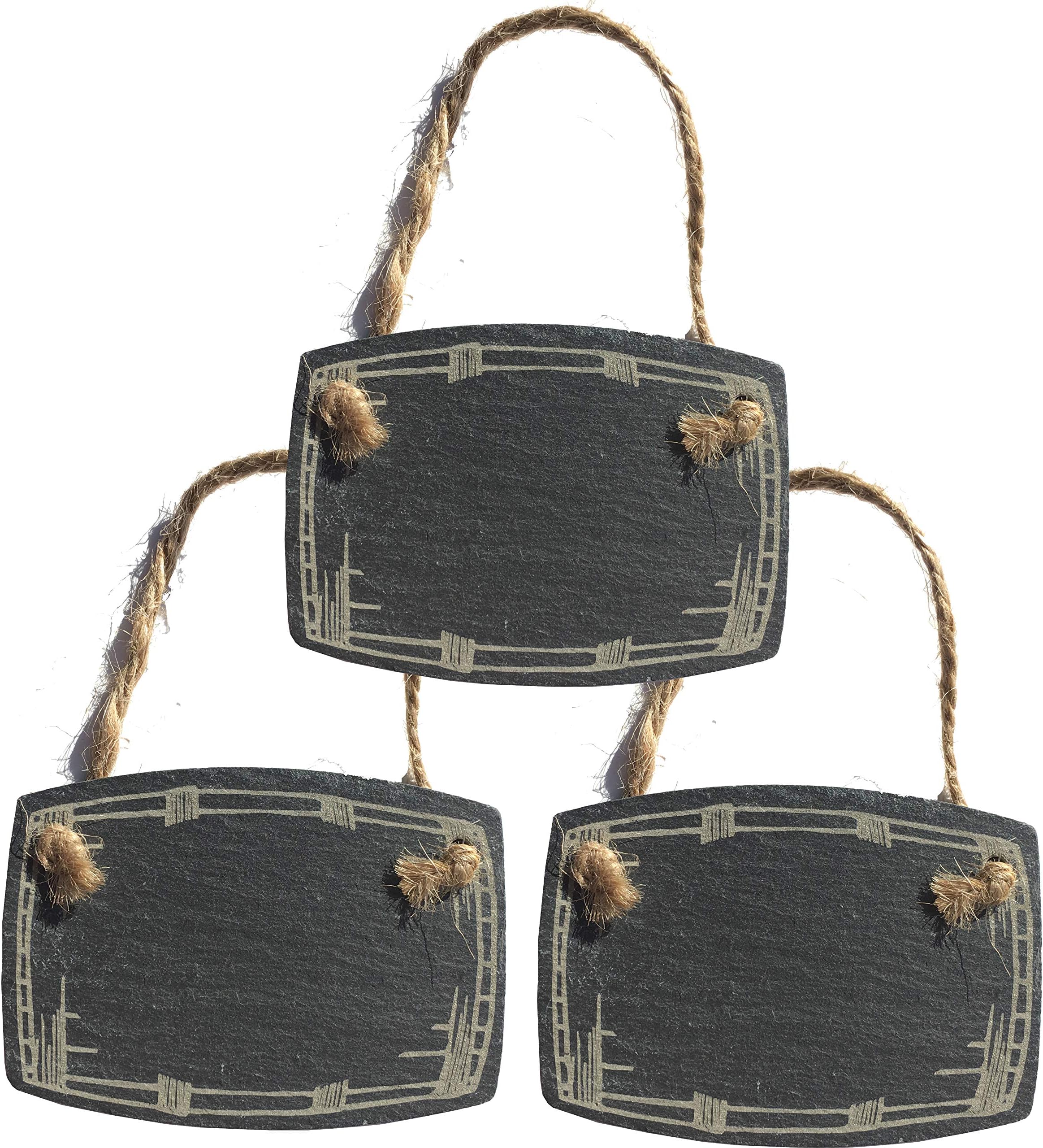 Barrel Shaped Slate Decanter Tag - Write w/Chalk or Chalk Pen - Custom Liquor Decanter Labels (Set of Three) Choose Your Own Text - Whiskey, Bourbon, Scotch, Gin, Rum, Vodka, Cognac, etc (Three)
