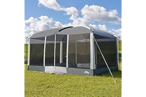 DMH OUTDOORS Screen House Tent 13x9ft Screen Room Mesh Gazebos w/ 2 Magnetic Doors, Included Projection Screen, Camping Tent Screened Canopy Shelter for Outdoor Patios Backyards Activities