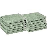 Amazon basics cotton washcloths, Lightweight quick-dry, 12" x 12", 12-pack, seafoam green