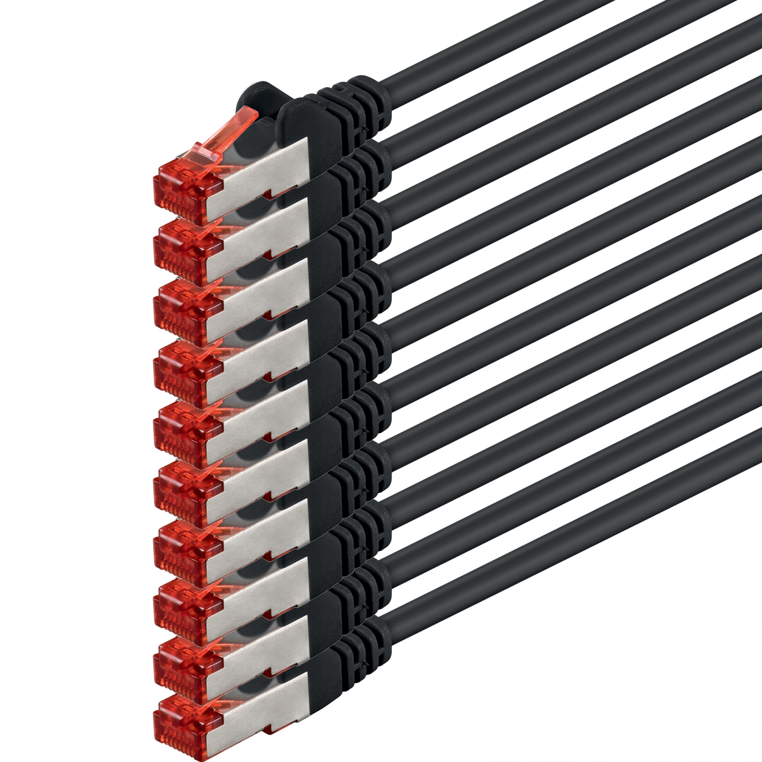 1aTTack.de 10x 1m - Cat 6 Network Cable Patch Cable Cat6 RJ45 SFTP - Black