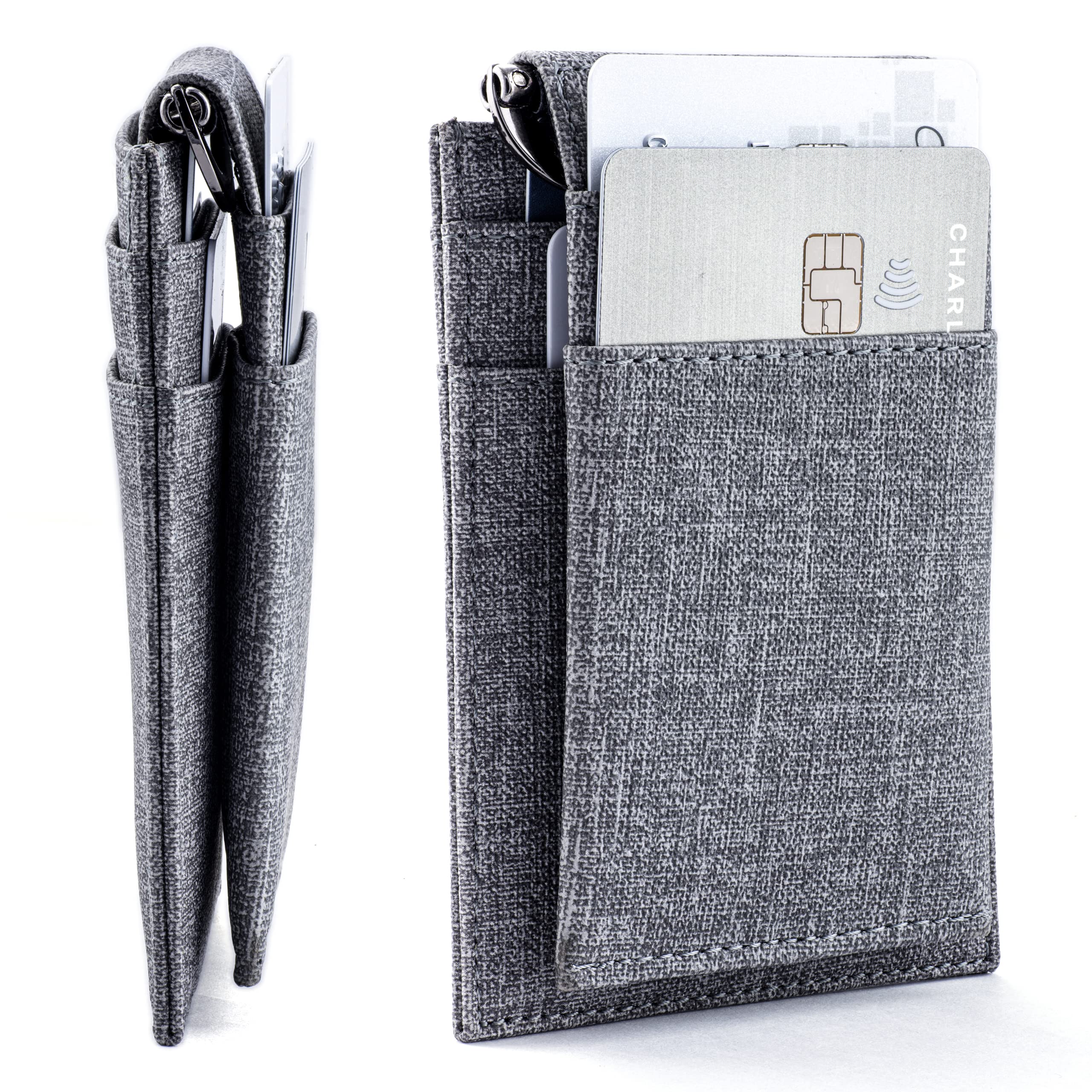 Dockem The Latcher and The Rȳd; The Modular Minimalist Wallet(s) (Grey Luxe Canvas Style Synthetic Leather) (Grey Luxe)