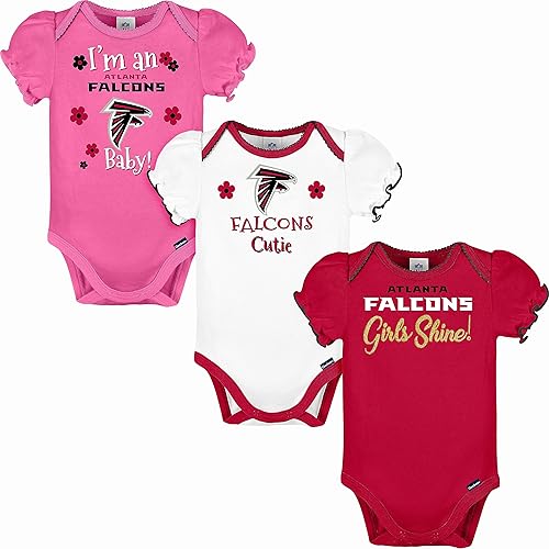 NFL Atlanta Falcons 3 Pack Short Sleeve Bodysuit, red Atlanta Falcons New, 3-6 Months