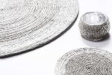 Penguin Home Handcrafted Glass Beaded Round Placemats Set of 18 Silver 32 cm view 3