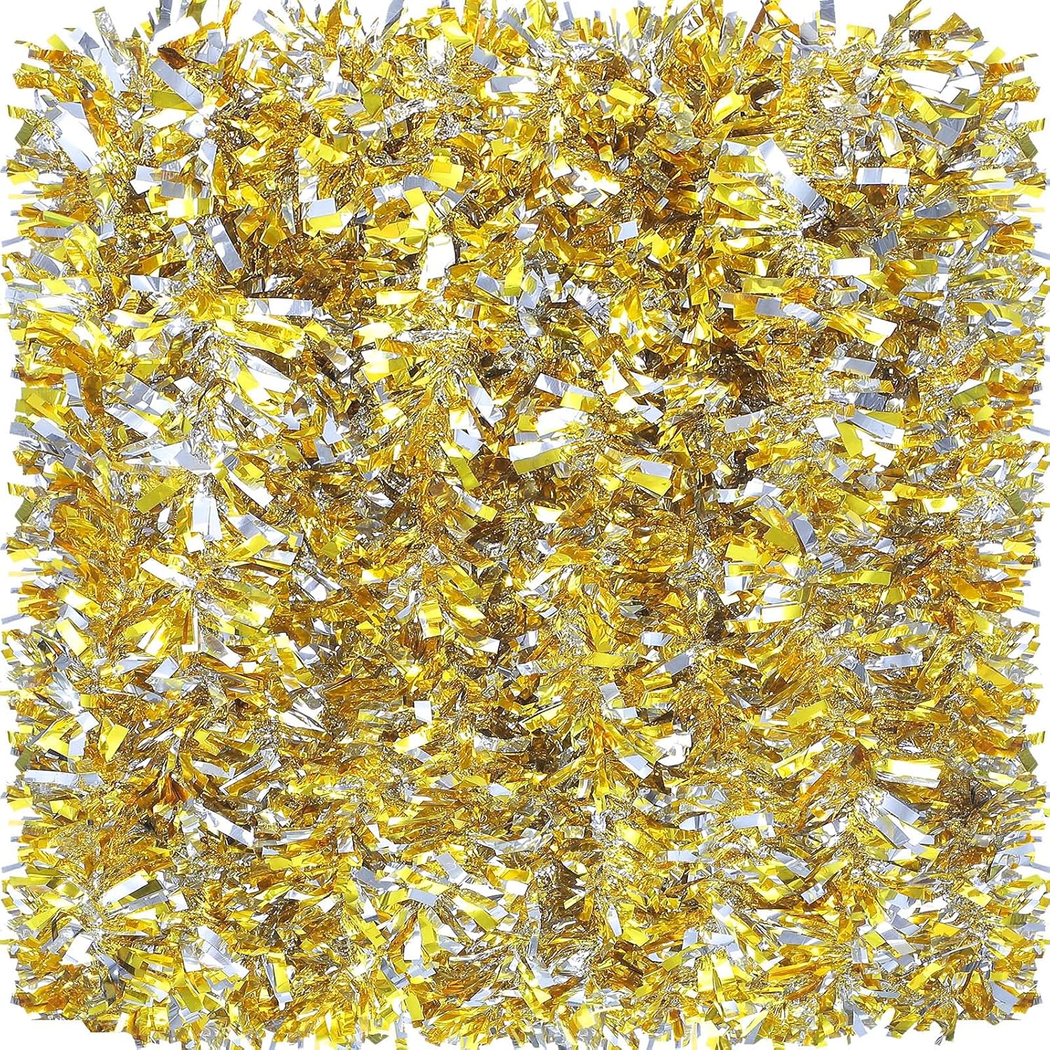 Wreaths, Garlands & Swags - 39.4 Feet Christmas Tinsel Garland Glitter Tinsel Twist Garland Christmas Tree Garland Wide Cut Metallic Streamer Christmas Hanging Garland Decorations for Outdoor Indoor Wedding (Gold, Silver)